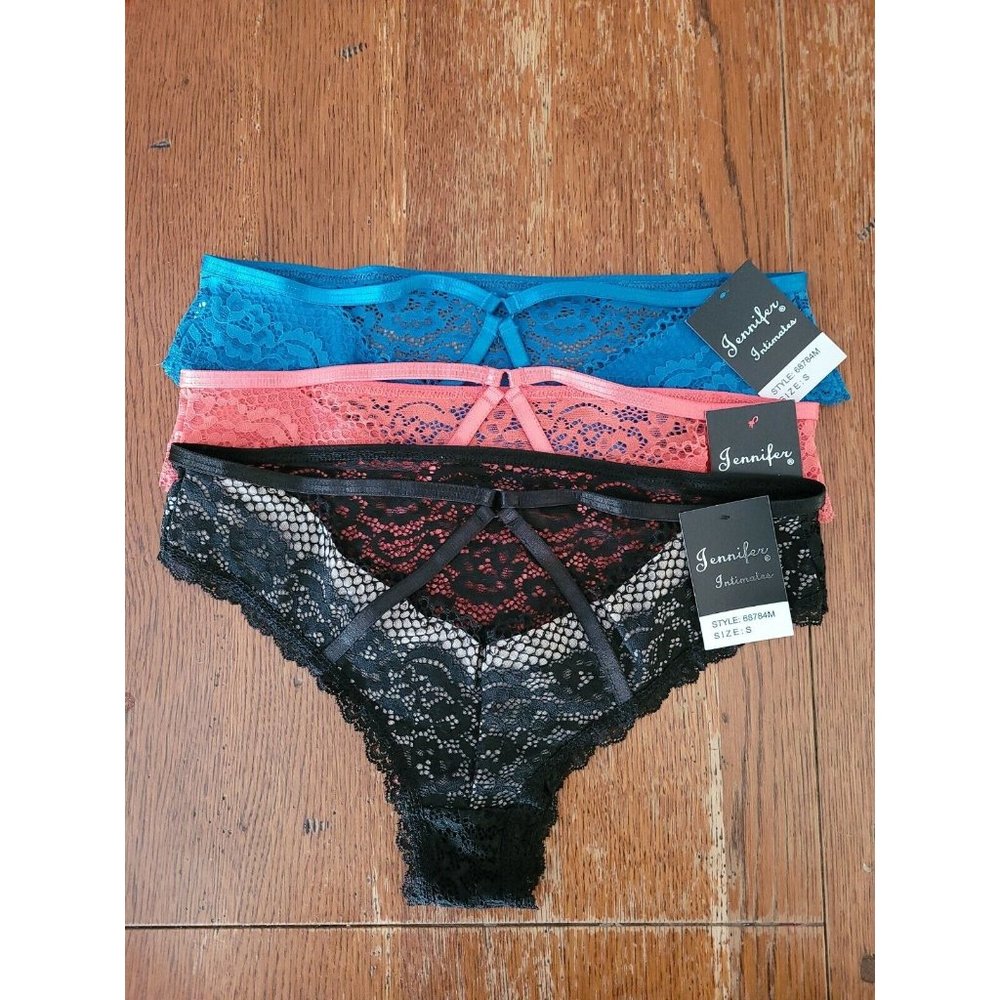 Jennifer Intimates panties  small  lace geometric lace cage 68784m 3 pack